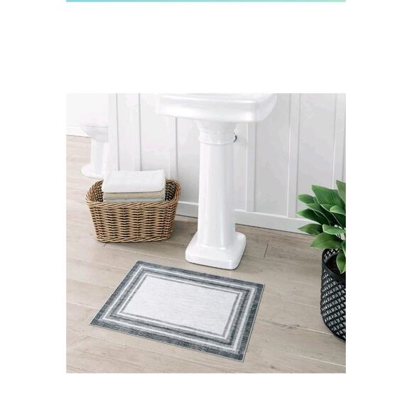 Uphome Modern Bath Mat, 26x18, Soft, Non-Slip, Washable, Grey - Picture 7 of 8